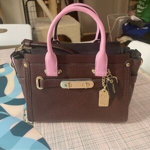 Coach 35954 Swagger 20 Colorblock Pebbled Leather OxBlood Crossbody Stachel